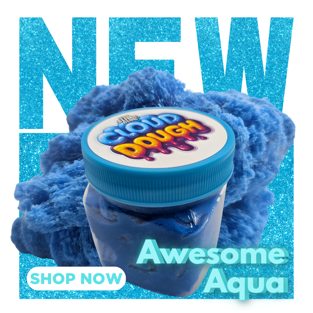 Introducing Our New Awesome Aqua Cloud Dough Slime. You'll Love Our Drizzle! Order Now At www.KidsSlimeClub.com