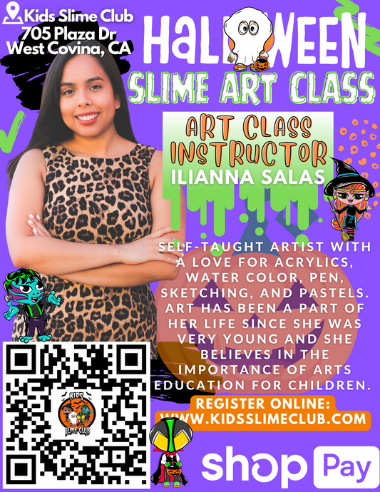 Join Us For Our Halloween Slime Art Class For Ages 3 And Up | Visit California's First Ever Slime Store At Plaza West Covina Mall | Register Online To Attend At www.KidsSlimeClub.com