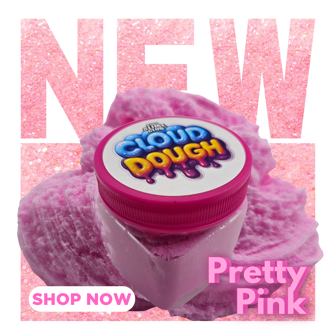 Introducing Our New Pretty Pink Cloud Dough Slime. You'll Love Our Drizzle! Order Now At www.KidsSlimeClub.com