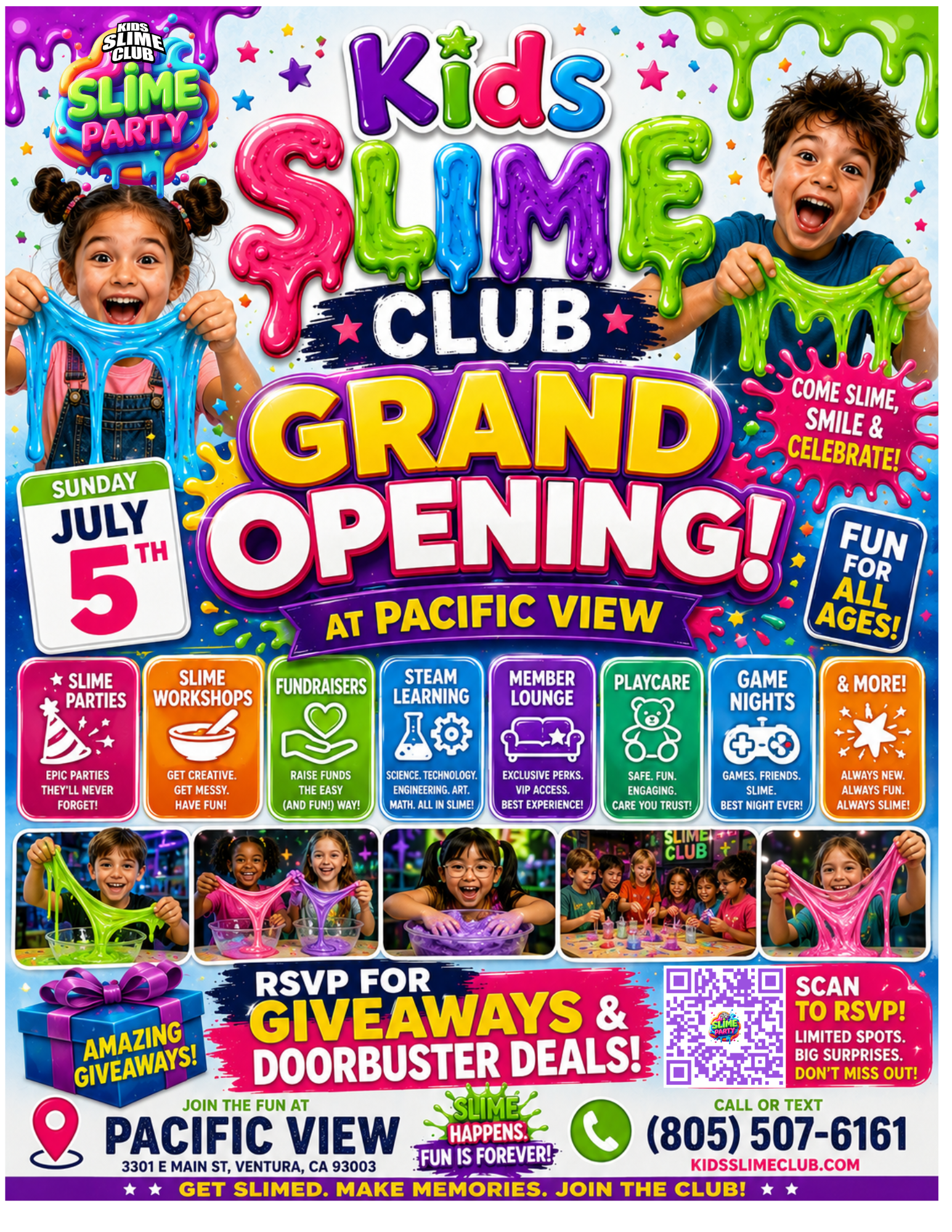 Mess-Free Fun For Ages 2 And Up | Call To Schedule Your Slime Birthday Party At Our New Ventura Slime Store (805)507-6161