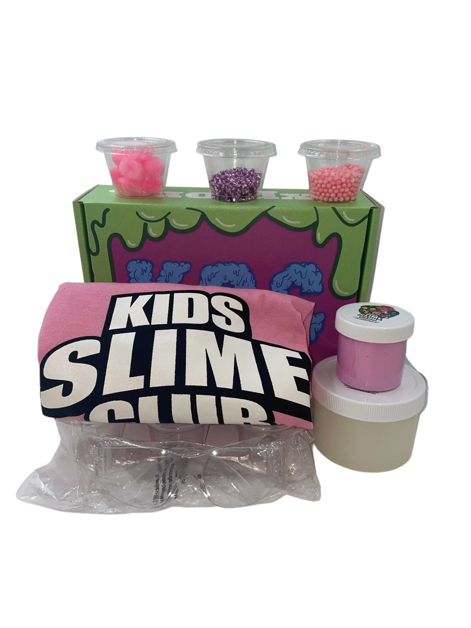 Get Slimy With Kids Slime Club Pretty Pink Get Slimy Box | The Ultimate Slime Lovers Experience | Super Soft Cloud Slime 2.0 | X-Large Slime With Color Matching Toppings To Mix In | Safety Glasses | Mess-Free Fun For Ages 2 And Up | Visit Our Online Slime Shop At www.KidsSlimeClub.com | Download Our Free Mobile App Available On Google Play & Apple App Store