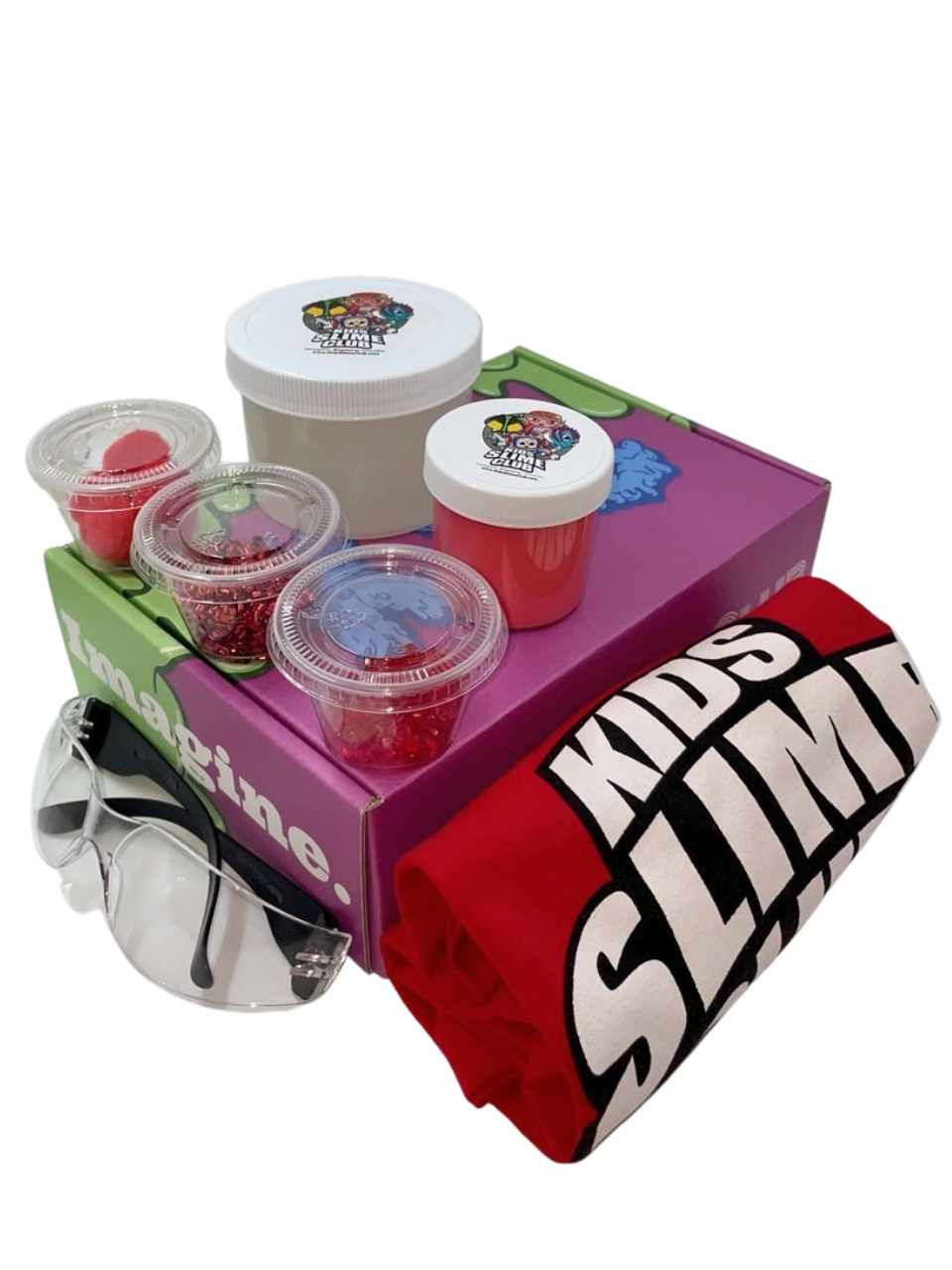 Kids Slime Club Rad Red Get Slimy Box | The Ultimate Slime Lovers Experience | Super Soft Cloud Slime 2.0 | X-Large Slime With Color Matching Toppings To Mix In | Safety Glasses | Mess-Free Fun For Ages 2 And Up | Visit Our Online Slime Shop At www.KidsSlimeClub.com | Download Our Free Mobile App Available On Google Play & Apple App Store