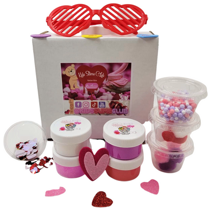 Fall In Love With Slime All Over Again With Our Valentine Slime Box | Variety Slimes Include Glitter Slime, Butter Slime, Cloud Slime, Color Changing Slime | Order Your Valentine Slime Box Now At www.KidsSlimeClub.com | Visit California's First Official Slime Store At Plaza West Covina Mall